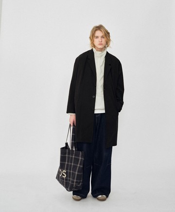 日系復古 棉感極簡長款風衣外套