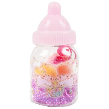 【震撼精品百貨】Little Twin Stars KiKi&LaLa 雙子星小天使 雙星仙子兒童髮飾組附奶瓶造型收納罐(粉紫) 震撼日式精品百貨