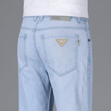 高端夏季薄款天絲牛仔褲男士直筒寬松2025年新款爆款冰絲休閑褲子