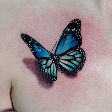「3D立體蝴蝶」藍色款 紋身貼紙 微刺青 輕紋身  可愛 原創 cos 小心機 防水持久 紋身貼 超美 性感 DIY