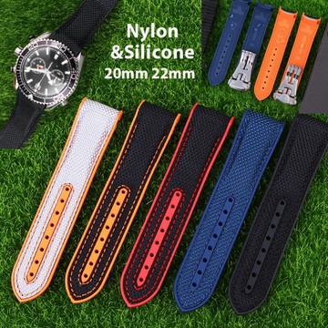20 毫米 22 毫米高品質尼龍矽膠錶帶適用於歐米茄海馬 300 錶帶軟橡膠運動手鍊男士腕帶