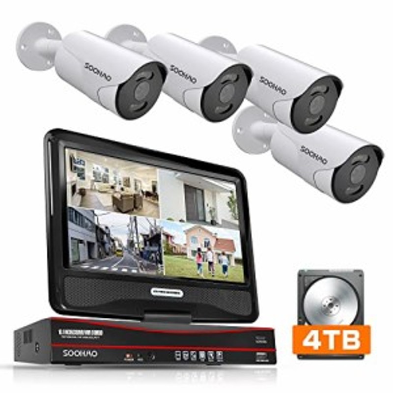 500万画素　POE防犯カメラ　４台セット 楽天市場】防犯カメラ 500万画素 4CH POEレコーダーSONY製 ドーム型 IP