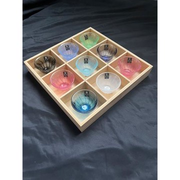 日本進口aderia莊內彩色玻璃杯清酒杯手工小茶杯品茗杯主人杯套裝