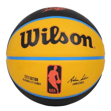 WILSON NBA城市系列24-25 雷霆-橡膠籃球 #7-室內外 7號球 WZ4033921XB7 黃黑藍紅