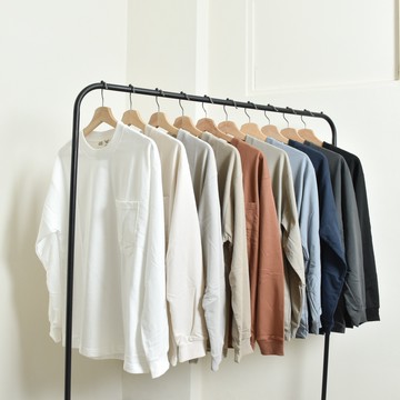 【衣衫倉庫】薄長袖 大學t 口袋長袖 8色 素T 男生長袖 素面 大學T 口袋長T 口袋素T