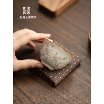 小院遇見 汝窯功夫茶具品茗杯中式開片可養汝窯喝茶主人單杯客杯