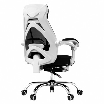 【AUS】蒙革3D包復舒緩托腰人體工學電腦椅/辦公椅(附置抬腳)白色