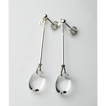 【Georg Jensen 喬治傑生】Dew Drop 白水晶針式純銀耳環