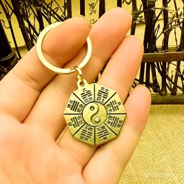 臺灣出貨⚡新款黃銅七星寶劍五行八卦牌葫蘆掛件太極寶劍招財鑰匙扣吉祥物✈️✈112✈✈ VVC1