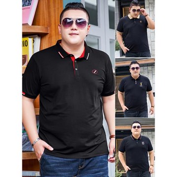 夏薄新款刺繡肥佬翻領短袖t恤加肥加大商務男士半袖潮胖子POLO衫