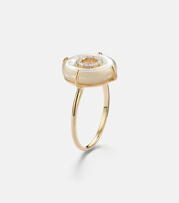 Mateo 14kt gold (585/1000) ring with diamonds and pearls
