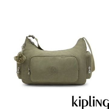 『牛角包』Kipling 鼠尾草綠輕巧多袋肩背包-GABBINA