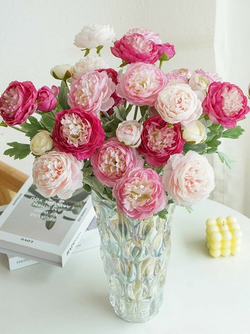 人造花仿真花 露蓮洋牡丹芍藥仿真花假花客廳餐桌花藝插花桌面裝飾擺件干花花束