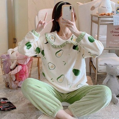 ヴィジョン ストリートウェア パジャマ レディース 冬 可愛い ルームウェア モコモコ 裏起毛 上下セット 防寒 厚手 部屋着 寝巻き 長袖 長ズボン あったか サンゴネル ふわもこパジャマ 通販 Lineポイント最大get Lineショッピング