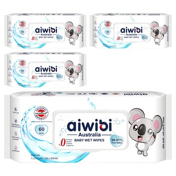 aiwibi 愛薇彼 超純水濕紙巾 厚型  60張  4包