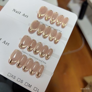 ➕最新設計款穿戴甲💅暮光女神爆閃韆金氣質個性輕奢貓眼法式拚鑽顯白耐看純手工穿戴甲短橢圓穿戴甲 N0L2