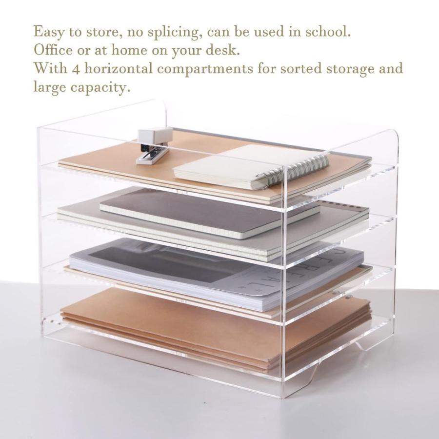 Paper Organizer Tray, Acrylic File Storage for Desk, Enlarged Tiers Trays