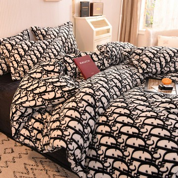 可愛法拉絨秋冬加厚牛奶絨雙面保暖珊瑚法拉絨四件套被套床品套件