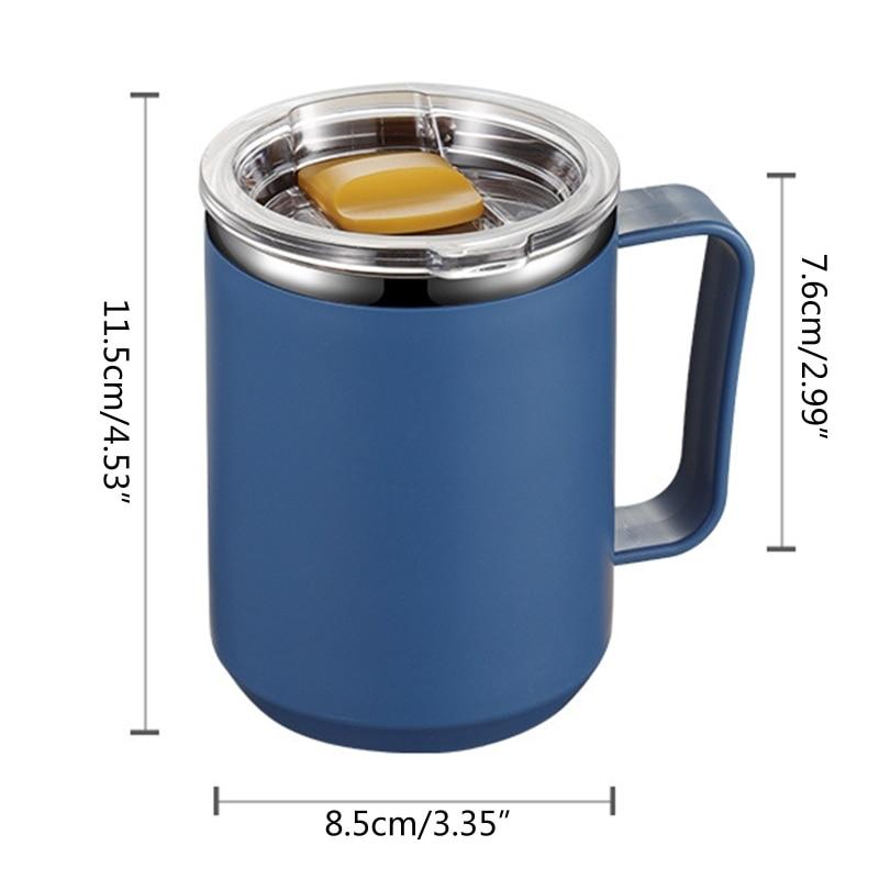 Double Wall Stainless Steel Mug with Handle and Lid Portable Insulated Cup for Outdoor Traveling Drinking Water Tea