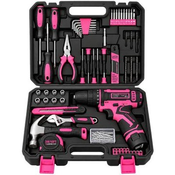 [ DC tool ] 迪西電動工具 環球粉系列 多功能家用工具箱五金工具153件12V電動工具一整套維修工具套裝五金
