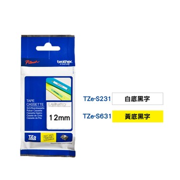 BROTHER 12mm TZe超黏性護貝標籤帶(適:H110/D200/P300/P710/P910/D460/D610/P700/P750/E300/E550/E800/E850)