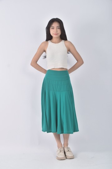 (L) yen line質感綠色長裙