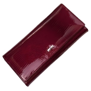 女士長夾 頭層漆皮 11卡位  18.8 x 3 x 9.5cm  酒紅