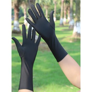 男女中長珠寶手套黑白禮儀舞蹈薄彈力防曬黑薄夏游泳潛水內襯手套