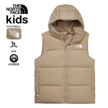 The North Face北面兒童棕色DWR防潑水羽絨背心｜8DN1BOX 600蓬鬆度