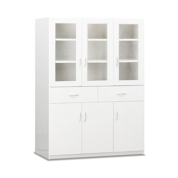 ASSARI-防潮防蛀塑鋼緩衝六門二抽高碗盤櫃(寬122x深42x18雪松