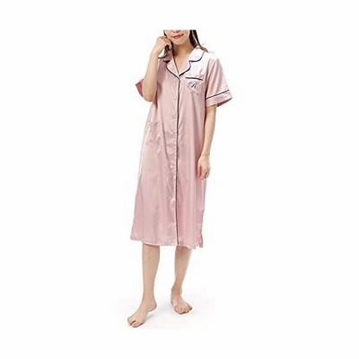 Nishiki ニシキ ネグリジェ パジャマ レディース 半袖 前開き なめらかなサテン生地 薄手 涼しい ロング丈 夏 ルームワンピース 通販 Lineポイント最大get Lineショッピング