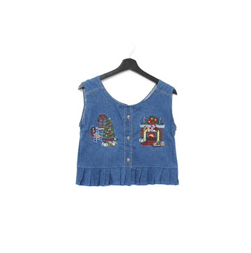Back to Green-丹寧刺繡背心 聖誕回憶 火爐 dv-02//vintage vest