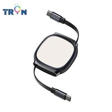 TRON 100W Type-C 伸縮快充線 1M 鈦黑色 簡約色系-3 4檔長度調整 可充筆電 適用i15以上手機 平板