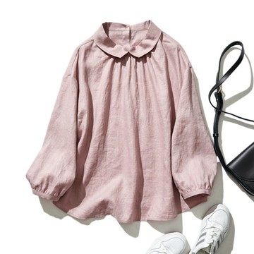 大人感 100%亞麻襯衫 防曬透氣 日系簡約 薄藤色230503-1