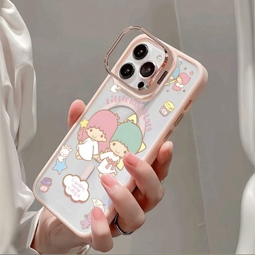 情侶可愛雙子星 磁吸無線充 iPhone 15 Pro Max 蘋果 14 plus i14 i15 護鏡支架 保護殼