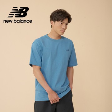 【New Balance】 小LOGO厚磅短袖上衣_男性_藍色_MT41533HEB