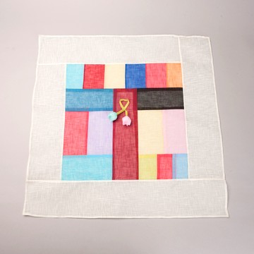 夏律工房 高級傳統苧麻拼布方形餐桌蓋巾 白色  58 x 58 cm  2個