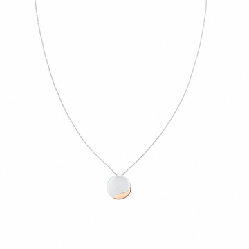 Calvin Klein CK Minmal Circular 圓雙色墜項鍊-銀x玫瑰金 35000148