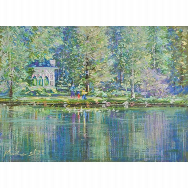 石井清　パステル画　冬の月　フィンランド　絵画　芸術　画家　アート　北欧 石井清 パステル画 冬の月 フィンランド 絵画 芸術 画家 アート