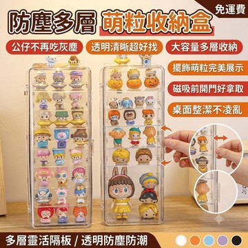 桌面收納盒 盲盒展示架 萌粒收納盒 泡泡瑪特 擺飾 透明 防塵 多層