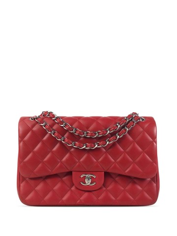 CHANEL Pre-Owned - 2012-2013 Jumbo Classic Lambskin Double Flap shoulder bag - women - Lambskin - One Size - Red