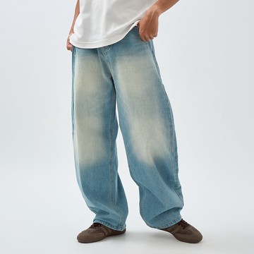 CACO-彎刀寬版牛仔褲-男 【K1NA724】