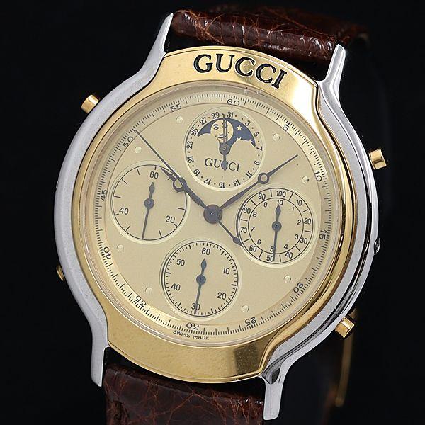 稼働品✨GUCCI メンズ腕時計 ムーンフェイズ 8300 クロノグラフ 人気 Yahoo!オークション - 【訳あり品】GUCCI グッチ 8300 クロノ
