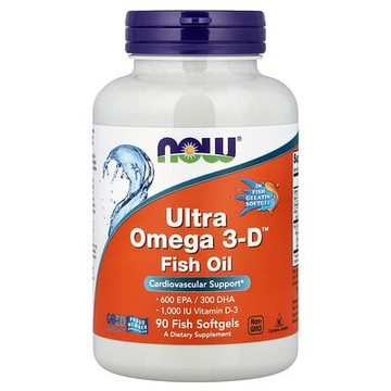 NOW Foods, 超Omega-3-D，600 EPA/300 DHA，90 粒魚軟凝膠