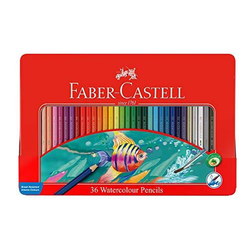 Faber Castell Watercolour Pencil Set of 36 Assorted Colour Tin Case 並行輸入