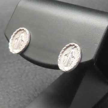 聖母瑪利亞耳針 925 銀 (一對) 【免費刻印】瑪利亞 瑪利亞像 聖母瑪利亞 獎章 耳針 銀飾 男女皆宜 聖誕節
