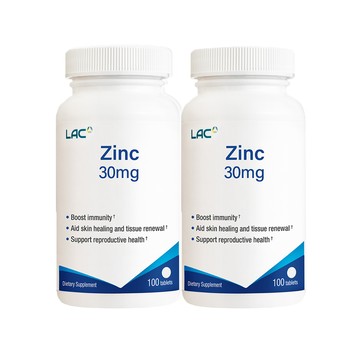 LAC 鋅30食品錠(100錠/瓶)x2入組(保護力/幸福關鍵/素食/男性保健)
