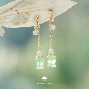 碧蘿 原創設計 兒童耳夾防痛 女童無耳洞瑪瑙耳環漢服古裝中國風