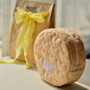 Sweetstore Supply原創細黃條紋可愛簡約清新收納圓餅包