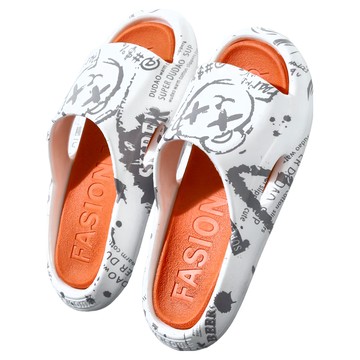 男款拖鞋 卡通暴力熊 舒適軟底  40  白橙色